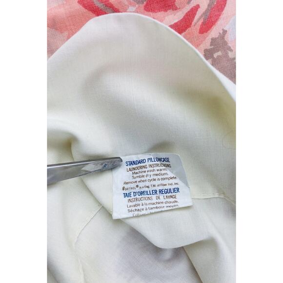 Vintage DAN RIVER Pillowcases Roses Peach Orange No Iron USA Fortrel Tranquale - Picture 6 of 10